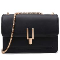 Bolsa tiracolo TOP BAND Leather Color-Block preta para mulheres