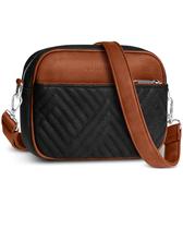 Bolsa tiracolo Vantamo para mulheres em couro PU marrom preto