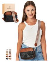 Bolsa tiracolo Vantamo para mulheres, RFID, couro PU, marrom, preto