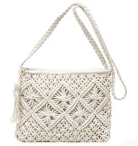 Bolsa tiracolo WXQCJL Boho Tecida à Mão em Crochê, Palha Branca Bolsa tiracolo WXQCJL Boho Tecida à Mão em Crochê, Palha Branca