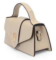 Bolsa top handle mini bag crossbody fechamento aba cor:bege