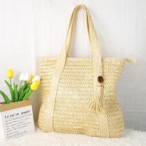 Bolsa tote artesanal palha feminina leve moderna praia verão - Generica Bolsa tote artesanal palha feminina leve moderna praia verão - Generica