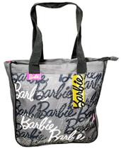 Bolsa Tote Bag Escolar Com Fechamento Em Zíper - Estampa Tema Boneca Barbie - Cinza - Licenciado Mattel - Santino Bolsa Tote Bag Escolar Com Fechamento Em Zíper - Estampa Tema Boneca Barbie - Cinza - Licenciado Mattel - Santino