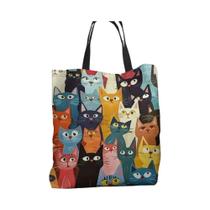 Bolsa Tote Com Estampa De Gato Colorido, Bolsa De Ombro Reutilizável E Elegante Para Homens E Bolsa Tote Com Estampa De Gato Colorido, Bolsa De Ombro Reutilizável E Elegante Para Homens E