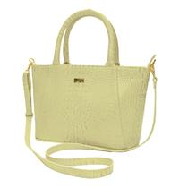 Bolsa Tote Couro Legítimo Feminina Transversal Tiracolo Média Madamix Branco Gelo