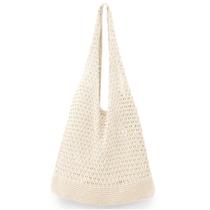 Bolsa Tote de Crochê Hatisan para Praia de Verão Bege Bolsa Tote de Crochê Hatisan para Praia de Verão Bege