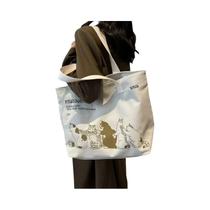 Bolsa Tote De Lona Espaçosa E Durável Para Mulheres, Bolsa De Ombro Fashion Com Fecho De Zíper,