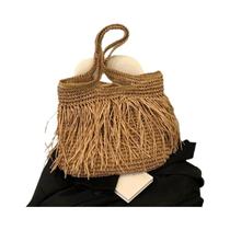 Bolsa Tote de Palha Feminina - Grande Capacidade, com Detalhe de Borla