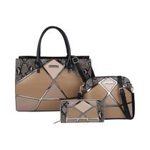 Bolsa Tote De Patchwork Em Couro De Cobra Multicolorida De Grande Capacidade Moda