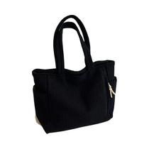 Bolsa Tote de Veludo Cotelê - Grande Capacidade, Leve e com Zíper