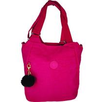 Bolsa Tote Escolar Transversal Notebook Casual 2 Alças Rosa