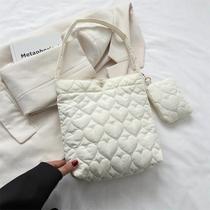 Bolsa Tote Feminina de Algodão Acolchoada - Grande Capacidade e Cor Sólida Bolsa Tote Feminina de Algodão Acolchoada - Grande Capacidade e Cor Sólida