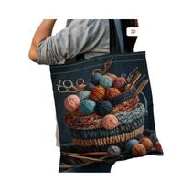 Bolsa Tote Feminina De Grande Capacidade Com Tema De Tricô, Estampa Vibrante De Agulhas E Fios, Bolsa Tote Feminina De Grande Capacidade Com Tema De Tricô, Estampa Vibrante De Agulhas E Fios,