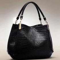 Bolsa Tote Feminina Grande com Estampa de Crocodilo - Ideal para Dia a Dia e Compras