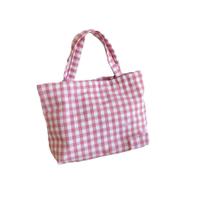 Bolsa Tote Joyhey Xadrez Rosa em Lona 20 x 32 x 8 cm