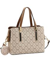 Bolsa Tote Monograma Elegance - Alça de Mão - Chenson 3485502 - Bege Bolsa Tote Monograma Elegance - Alça de Mão - Chenson 3485502 - Bege