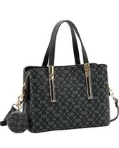 Bolsa Tote Monograma Elegance - Alça de Mão - Chenson 3485502 - Preto Bolsa Tote Monograma Elegance - Alça de Mão - Chenson 3485502 - Preto