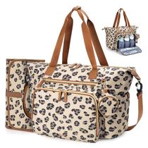 Bolsa Tote para Pañales Tonyeee Grande de Viaje con Estampado de Leopardo