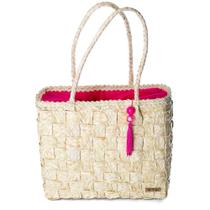 Bolsa Tote Praia Feminina Palha Alça Ombro Prática Casual