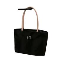 Bolsa Tote Preta HelloKitty De Grande Capacidade Para Mulheres, Com Bordado De Desenho Animado, Bolsa Tote Preta HelloKitty De Grande Capacidade Para Mulheres, Com Bordado De Desenho Animado,