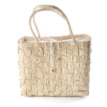 Bolsa Tote-Shopper Palha Natural Feminina Forro Tecido Praia