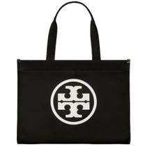 Bolsa Tote Tory Burch Ella Preta com Detalhes Castanho-escuros Bolsa Tote Tory Burch Ella Preta com Detalhes Castanho-escuros