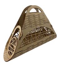 Bolsa Trabalhada Sanfonada 30x21x9,5 cm Decoração Em MDF