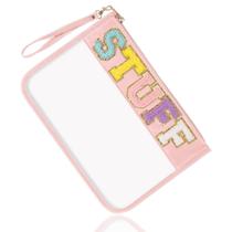 Bolsa transparente izuzta Chenille Letter Stuff-pink para mulheres Bolsa transparente izuzta Chenille Letter Stuff-pink para mulheres