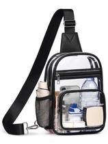Bolsa transparente QOECI para eventos em estádios, preta transparente Bolsa transparente QOECI para eventos em estádios, preta transparente
