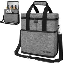 Bolsa transportadora de vinho opux, 6 garrafas, refrigerador isolado, cinza