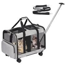 Bolsa Transporte Pet Luxo Com Rodinhas Dupla Cães Gatos