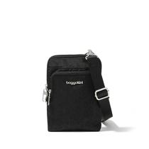 Bolsa Transversal Antifurto Baggallini Securtex Preta Estampa Onça