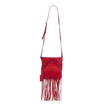 Bolsa Transversal com Franja de Couro Clarice Cor Vermelho