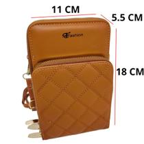 Bolsa Transversal Com três zíperes Porta Cartão Celular Moeda Viagen Feminina 6665