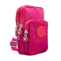 Bolsa Transversal Compacta Premium com Múltiplos Compartimentos e Alça Ajustável Cor:Rosa