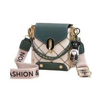 Bolsa Transversal De Couro Feminina Com Design De Diamante, Bolsa De Ombro Com Corrente Para Compras