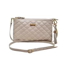 Bolsa Transversal de Couro Feminina Matelassê Xadrez Estruturada Alça Regulável Andreia Ribeiro