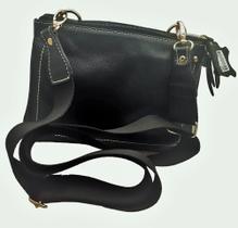 Bolsa Transversal de Couro Preta Feminina - 831