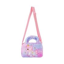 Bolsa Transversal De Pelúcia De Unicórnio Arco-Íris Para Meninas Pequenas, Bordado, Bolsa De Ombro