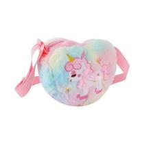 Bolsa Transversal De Pelúcia De Unicórnio Fofa Para Meninas Com Zíper Em Forma De Coração, Carteira Bolsa Transversal De Pelúcia De Unicórnio Fofa Para Meninas Com Zíper Em Forma De Coração, Carteira