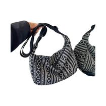Bolsa Transversal Dobrável Com Padrão Listrado E Fecho De Zíper, Estilo Tribal, Forro Lavável À Mão Bolsa Transversal Dobrável Com Padrão Listrado E Fecho De Zíper, Estilo Tribal, Forro Lavável À Mão