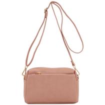 Bolsa transversal FashionPuzzle com zíper triplo, pequena, rosa empoeirada Bolsa transversal FashionPuzzle com zíper triplo, pequena, rosa empoeirada