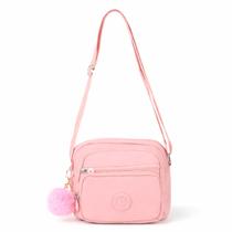 Bolsa Transversal Feminina Compacta Pequena Alça Ajustável Chaveiro Zíper Vários Bolsos