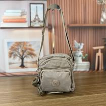 Bolsa Transversal Feminina Compacta Pequena Alça Ajustável Chaveiro Zíper Vários Bolsos