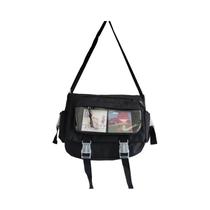Bolsa Transversal Feminina De Lona De Grande Capacidade Versátil Estilo Harajuku Cor Sólida Bolsa De