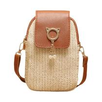 Bolsa Transversal Feminina De Palha Tecida À Mão, Bolsa De Ombro De Cor Sólida Com Fecho De Trava Bolsa Transversal Feminina De Palha Tecida À Mão, Bolsa De Ombro De Cor Sólida Com Fecho De Trava