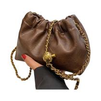 Bolsa Transversal Feminina Elegante Com Corrente, Versátil, Plissada, Estilo Hobo, Tipo Satchel Bolsa Transversal Feminina Elegante Com Corrente, Versátil, Plissada, Estilo Hobo, Tipo Satchel
