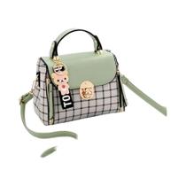 Bolsa Transversal Feminina Em Couro PU Com Padrão Xadrez E Fecho De Fivela, Bolsa De Moda Bolsa Transversal Feminina Em Couro PU Com Padrão Xadrez E Fecho De Fivela, Bolsa De Moda