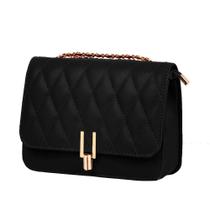 Bolsa Transversal Feminina Em Matelassê Com Fecho Metálico PRETO