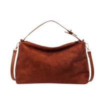 Bolsa Transversal Feminina Grande Boston Em Couro Camurça Macio Fosco Marrom Cinza Para Outono Bolsa Transversal Feminina Grande Boston Em Couro Camurça Macio Fosco Marrom Cinza Para Outono